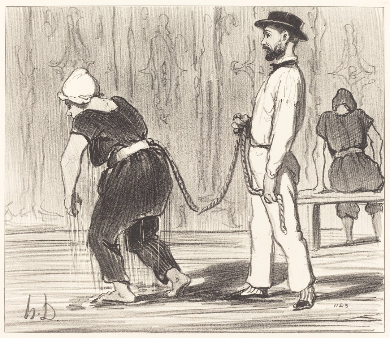 Madame Rabourdeau tem sua primeira lição de Honoré Daumier
