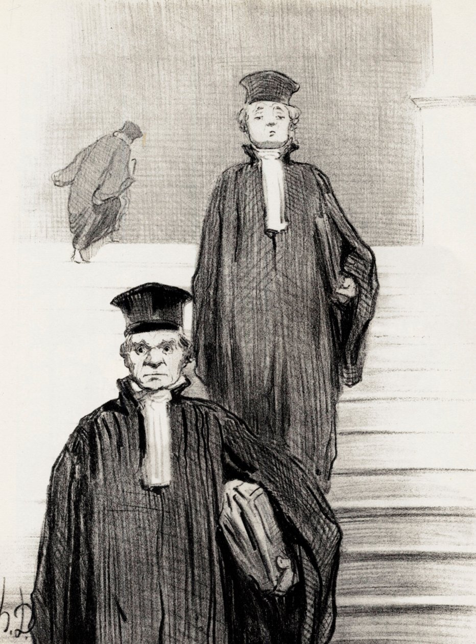 Escadaria principal do Palácio da Justiça, 1848. de Honoré Daumier