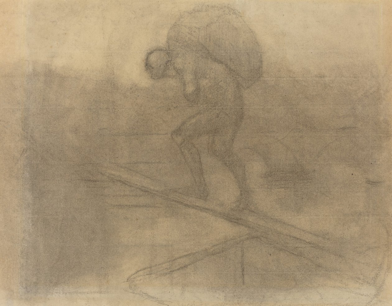 Homem carregando um saco de Honoré Daumier
