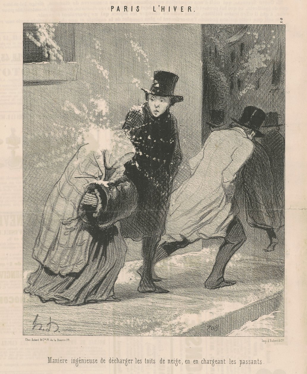 Maneira engenhosa de descarregar os telhados... de Honoré Daumier