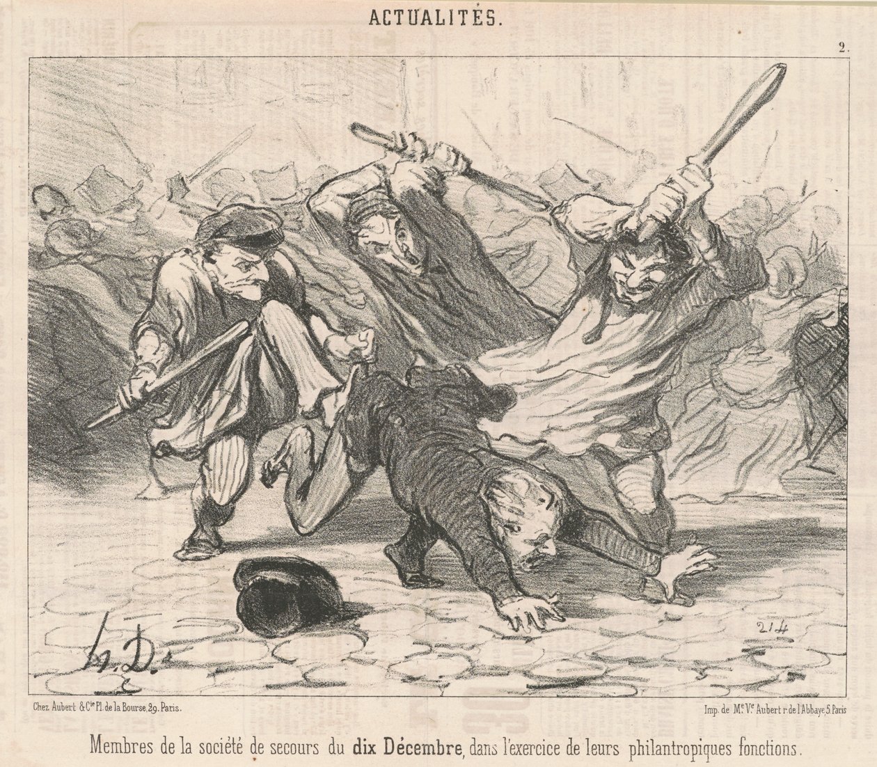 Membros da Sociedade de Socorro de 10 de dezembro... de Honoré Daumier