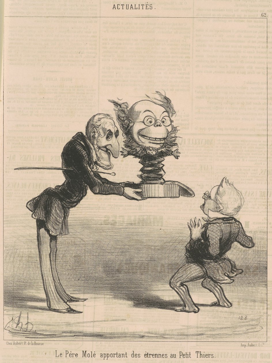 Molé trazendo presentes para Petit Thiers de Honoré Daumier