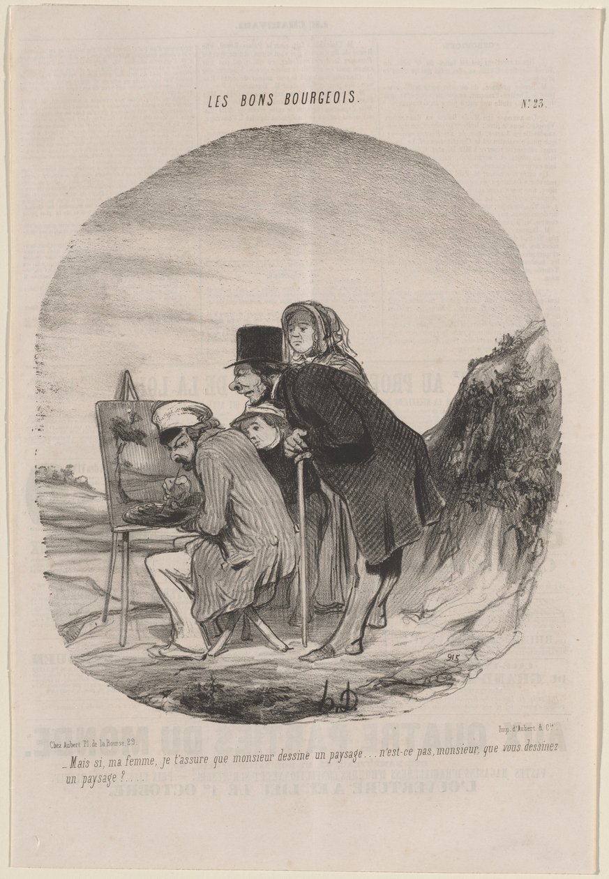 Cavalheiro desenha uma paisagem de Honoré Daumier