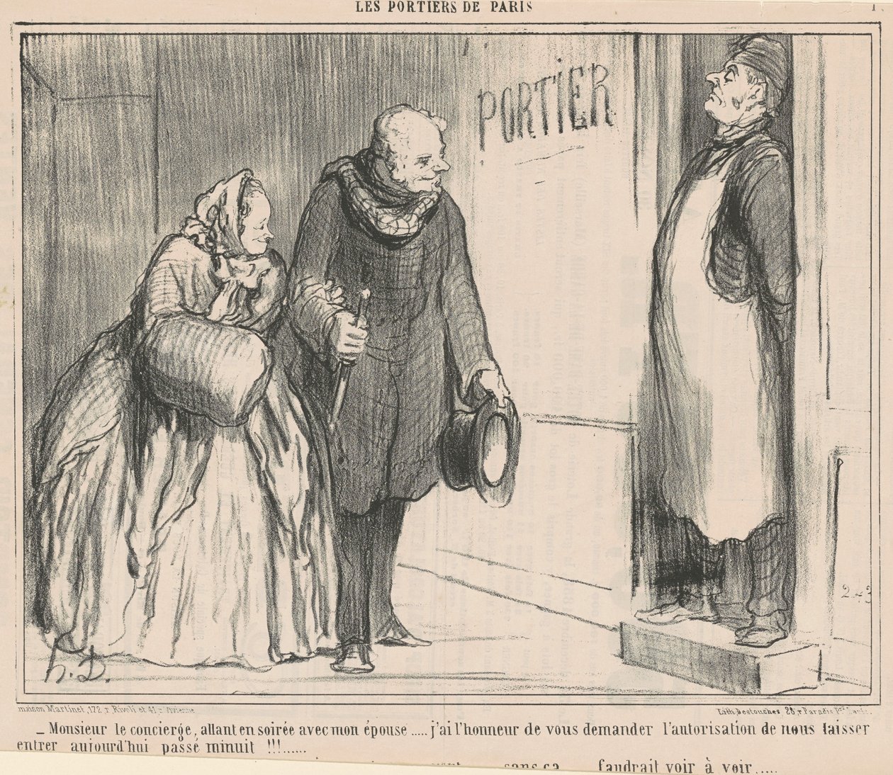 Sr. concierge, indo à noite de Honoré Daumier