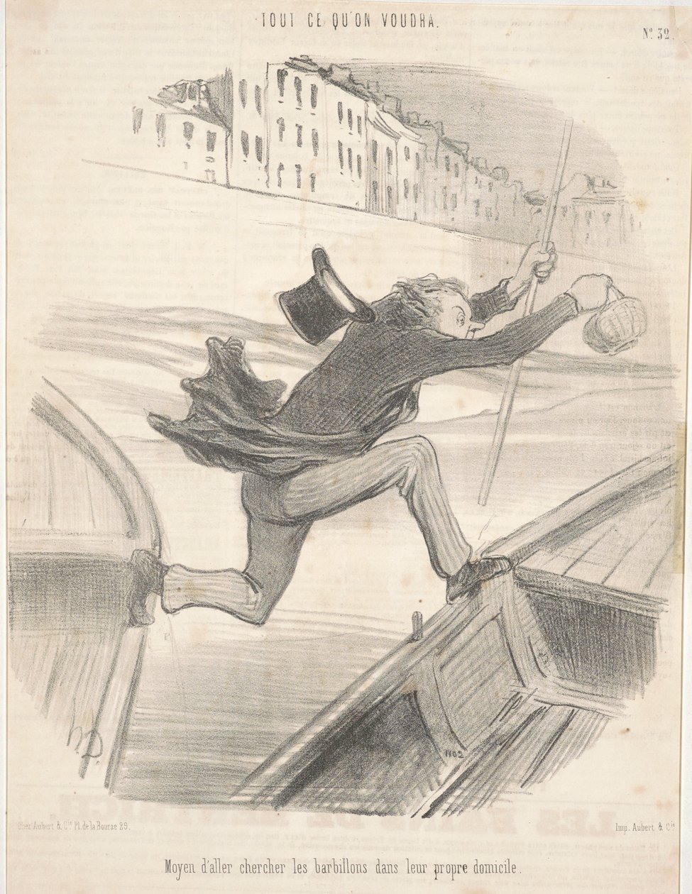 Meios de buscar os barbos em sua própria casa de Honoré Daumier