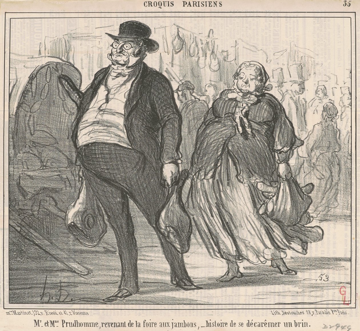 Sr e Sra Prudohomme voltando da feira... de Honoré Daumier