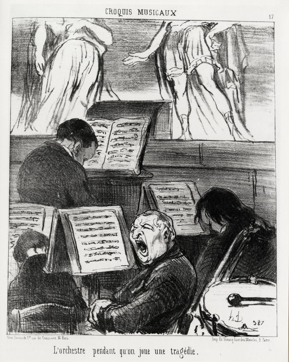Esboços musicais: a orquestra enquanto toca uma tragédia. Illustration d