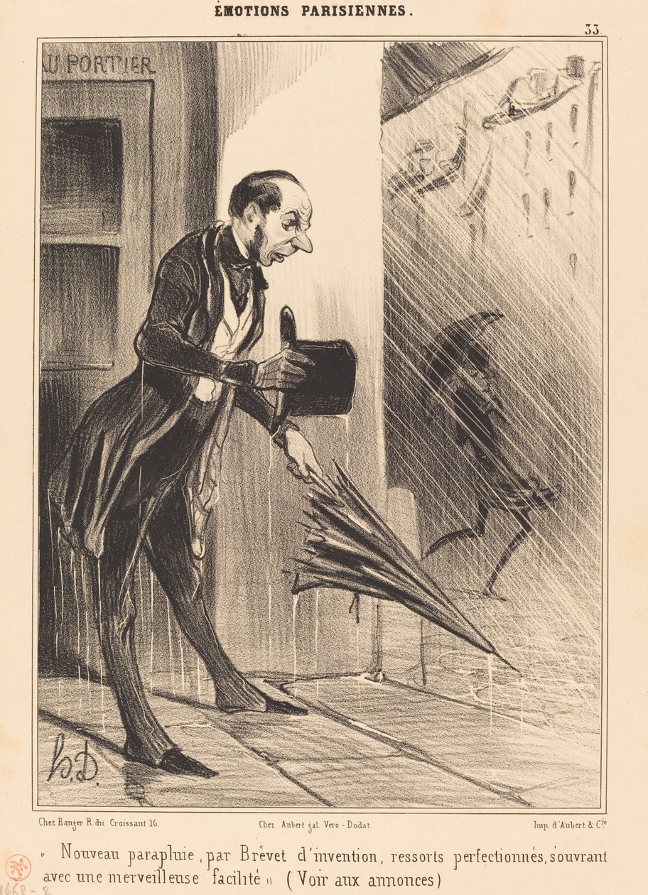 Nouveau parapluie, por Brevet... de Honoré Daumier