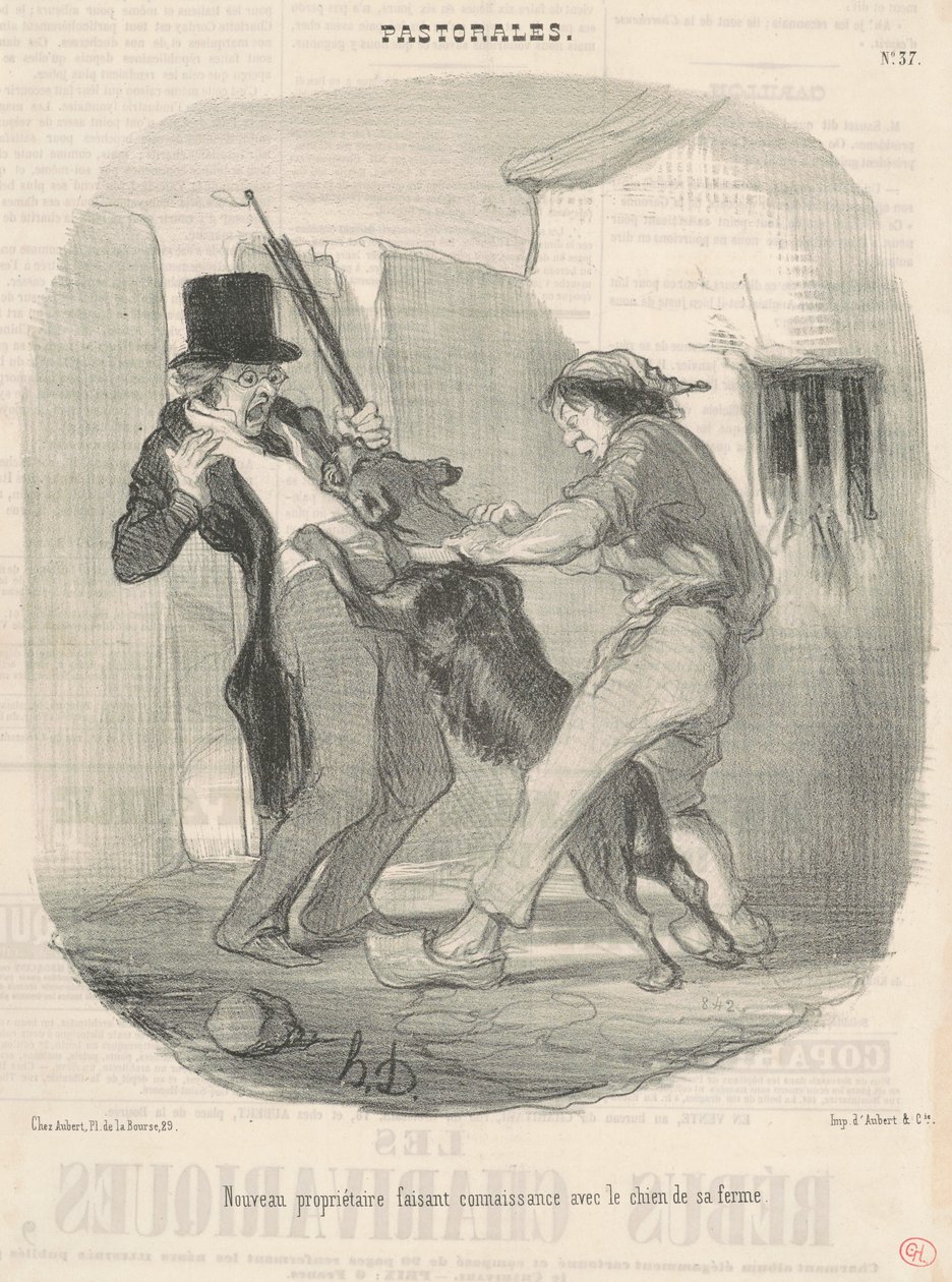 Novo dono conhecendo o cachorro... de Honoré Daumier