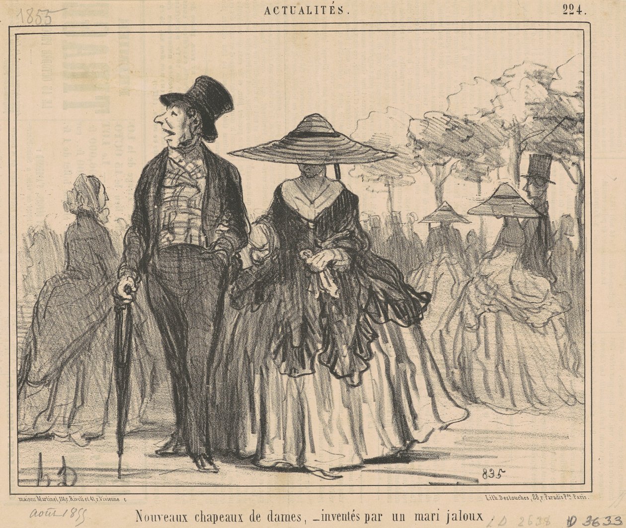 Novos chapéus femininos... de Honoré Daumier
