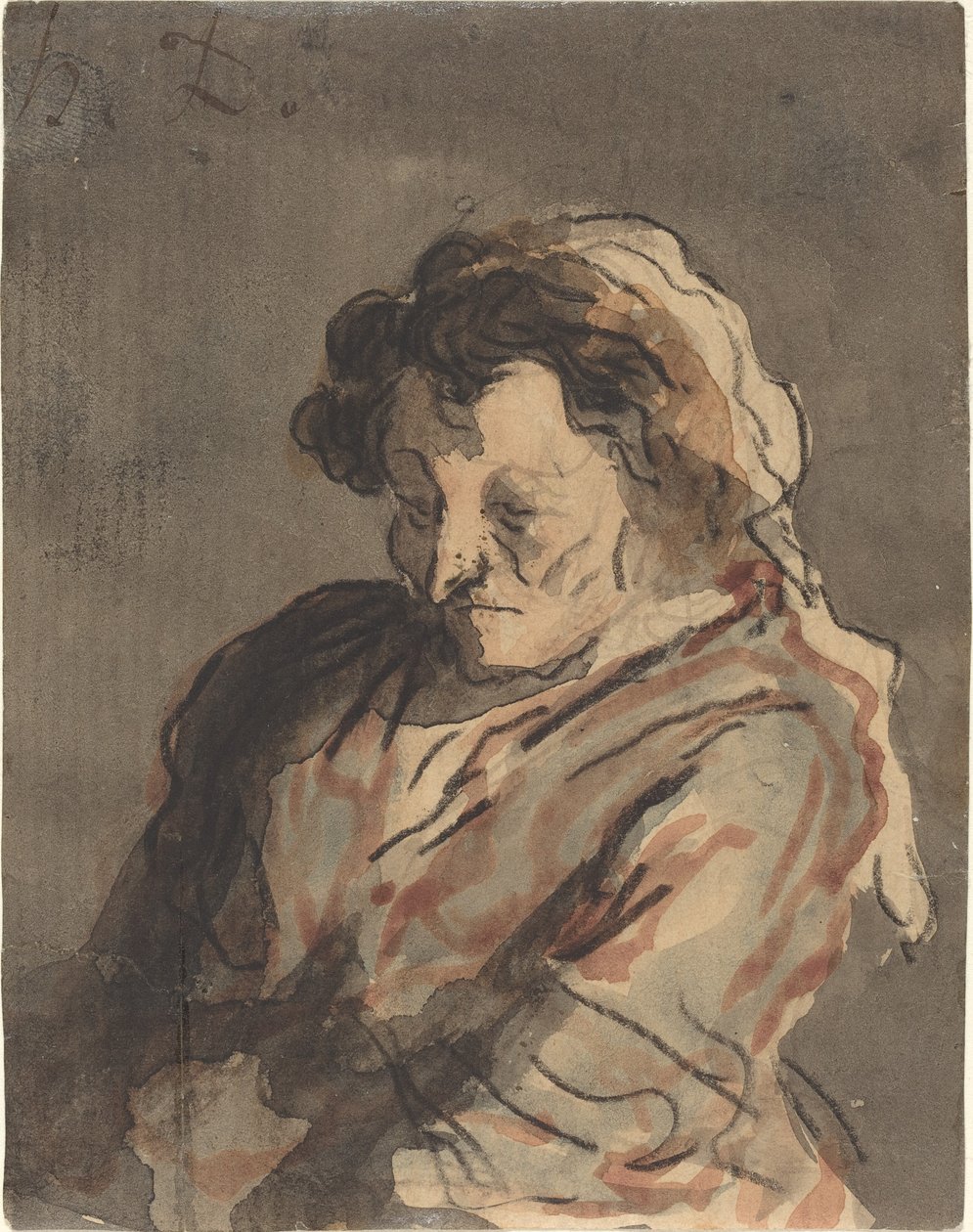 Velha sentada de Honoré Daumier