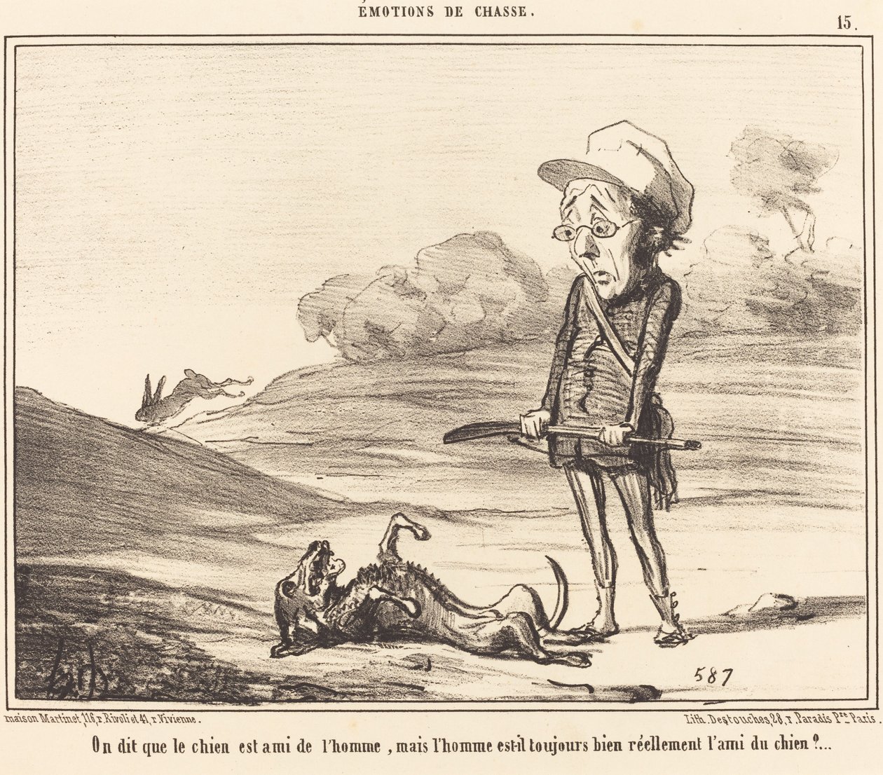 Dizem que o cachorro é amigo do homem... de Honoré Daumier