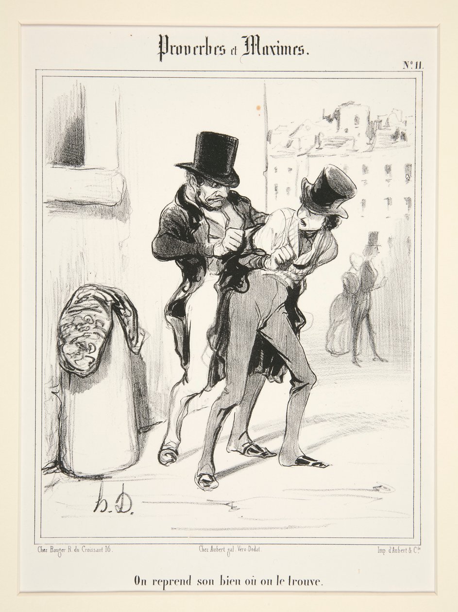 Leva a sua propriedade onde a encontra, placa 11 de Proverbs e Maxims de Honoré Daumier