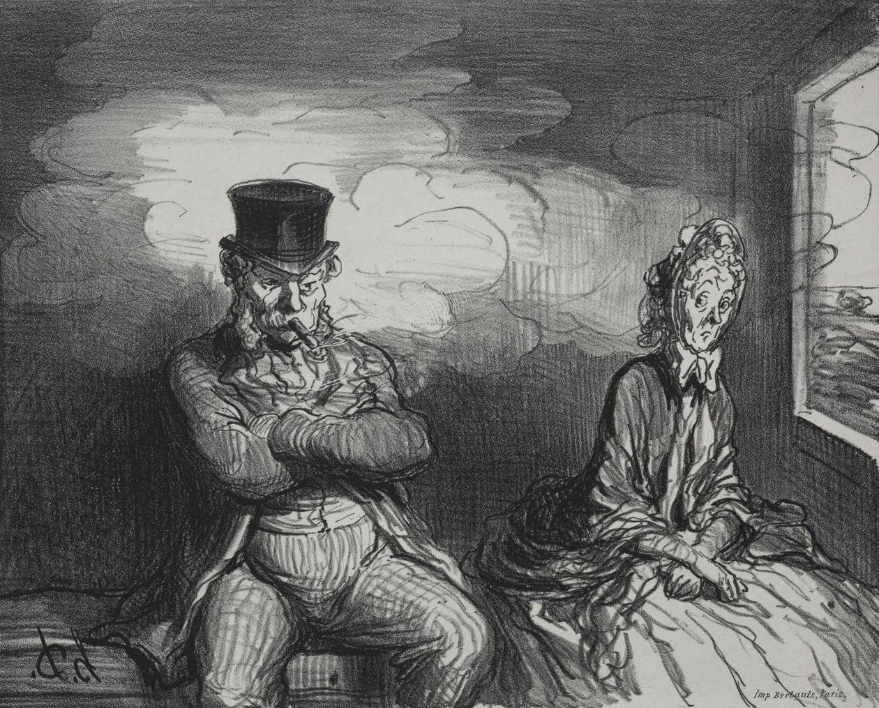 No trem: um companheiro agradável de Honoré Daumier