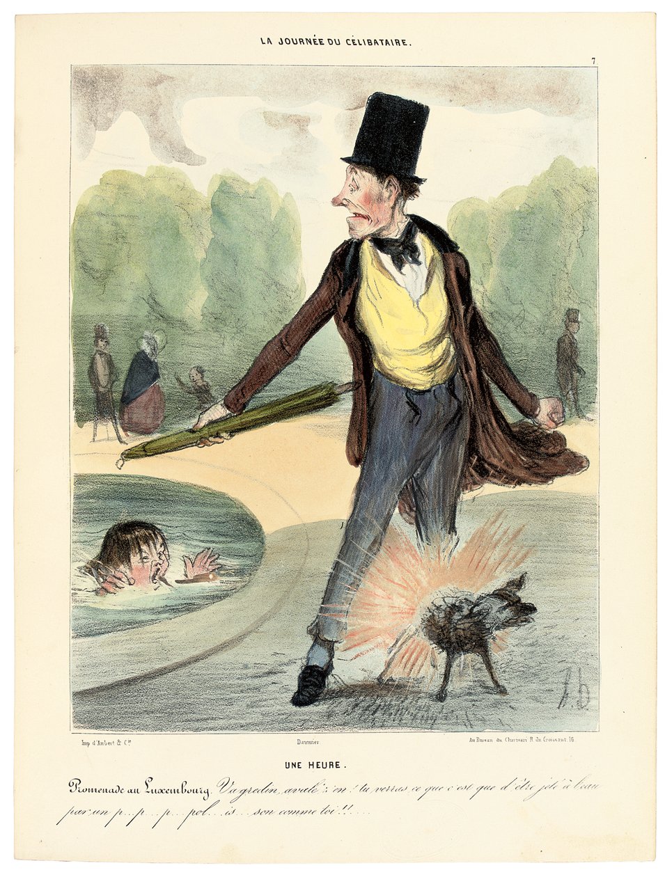 Uma hora: andando nos jardins de Luxemburgo, 1839 de Honoré Daumier