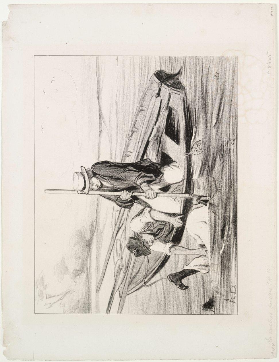 Barqueiros parisienses, placa 14: Homem ao mar de Honoré Daumier