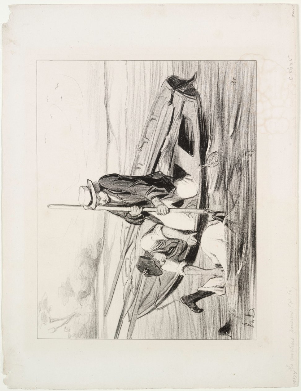 Barqueiro parisiense, placa 14: Man Overboard, 1843. de Honoré Daumier