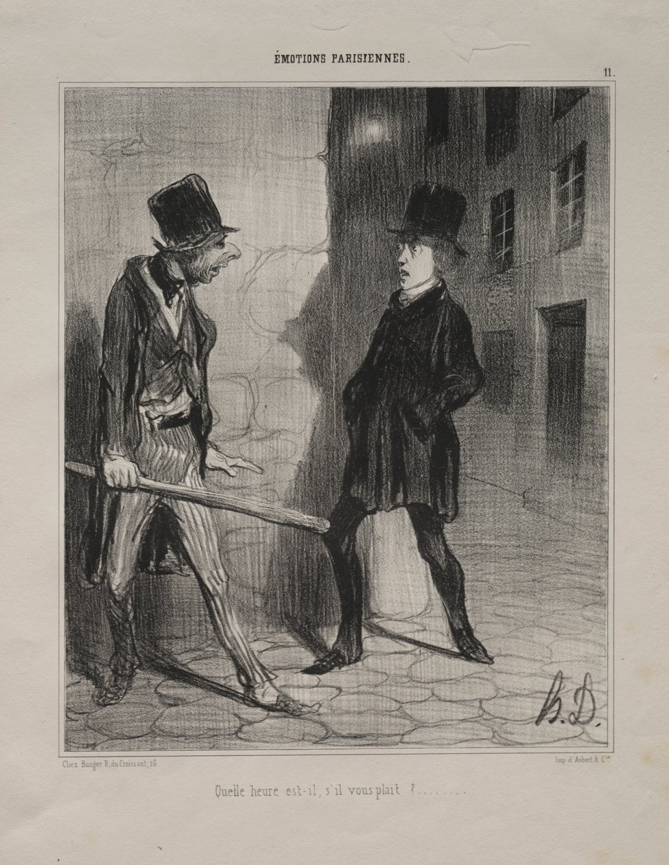 Emoções parisienses, chapa 11: Que horas são, por favor, 24 de novembro de 1839. de Honoré Daumier