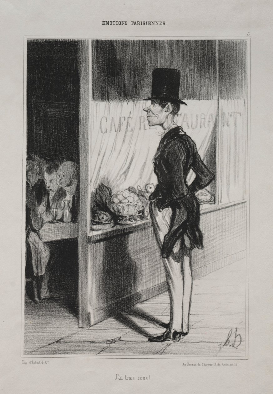 Emoções parisienses, placa 3: Tenho três filhos !, 1839. de Honoré Daumier
