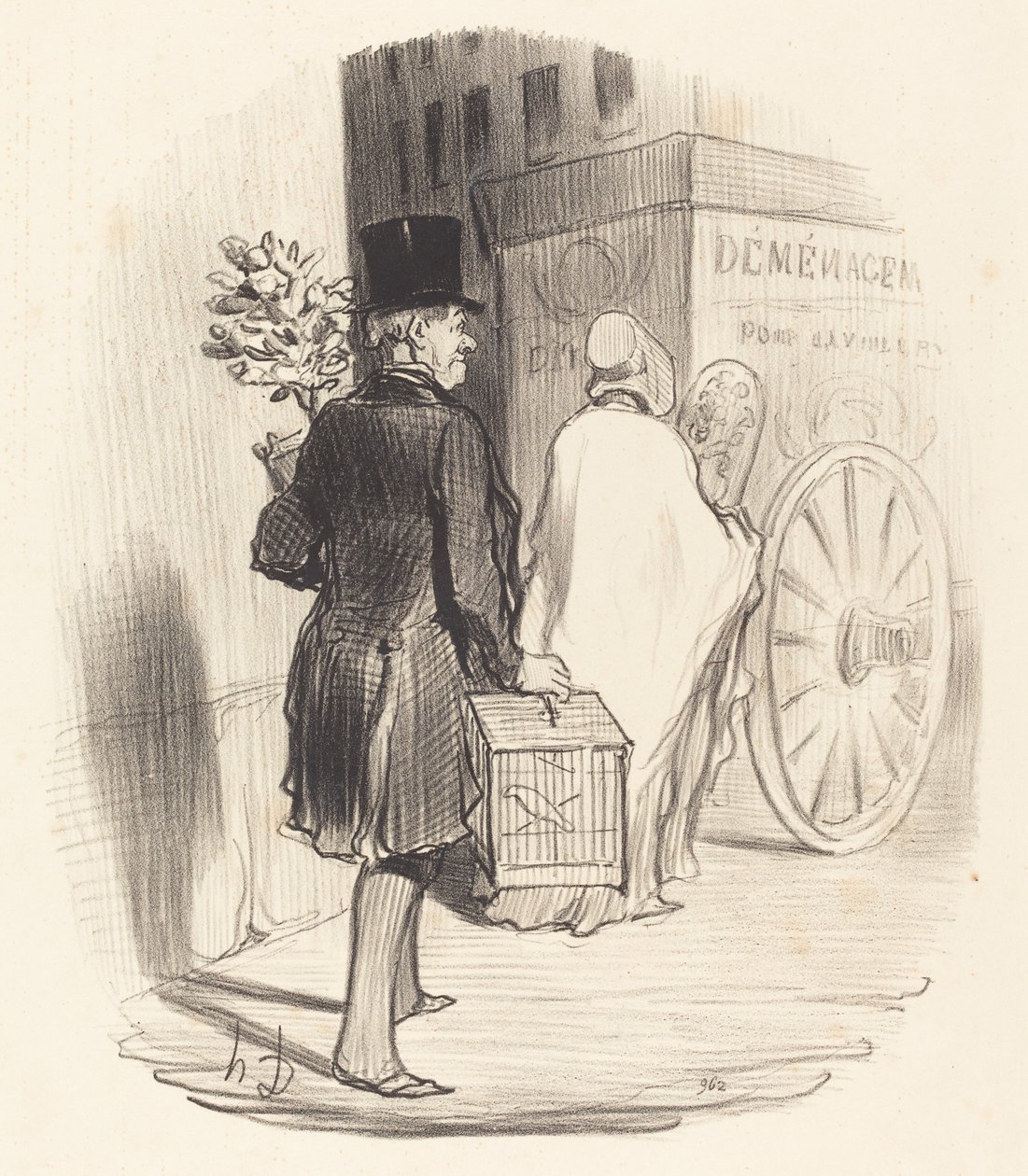 Parisiense transportando para outro bairro... de Honoré Daumier