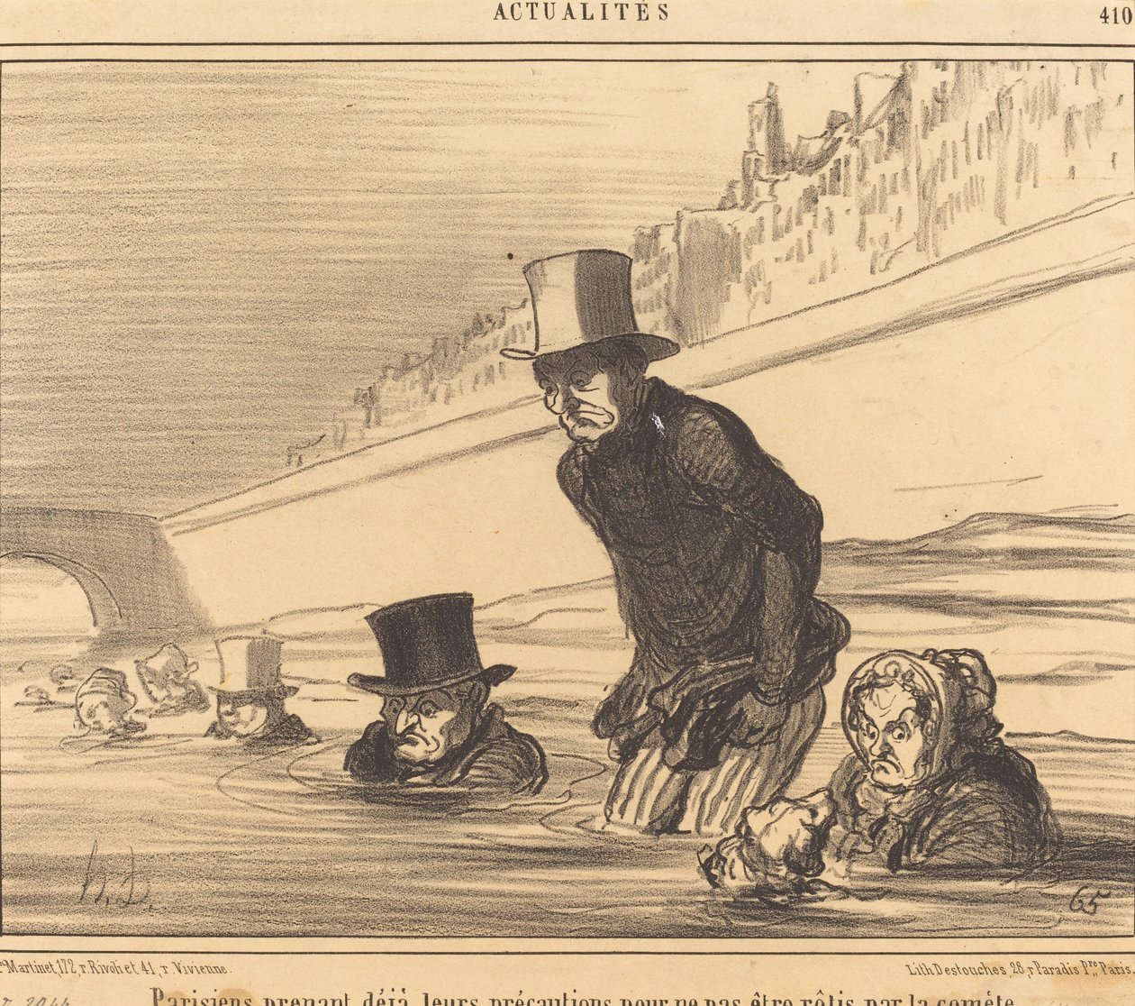 Parisiens prenant... leurs precautions... de Honoré Daumier