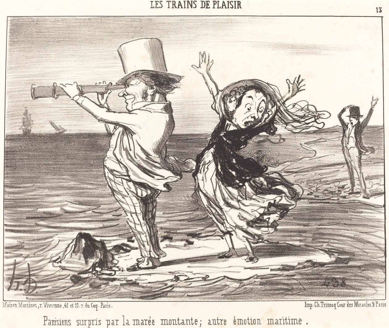 Parisiens surpris par la marée... de Honoré Daumier
