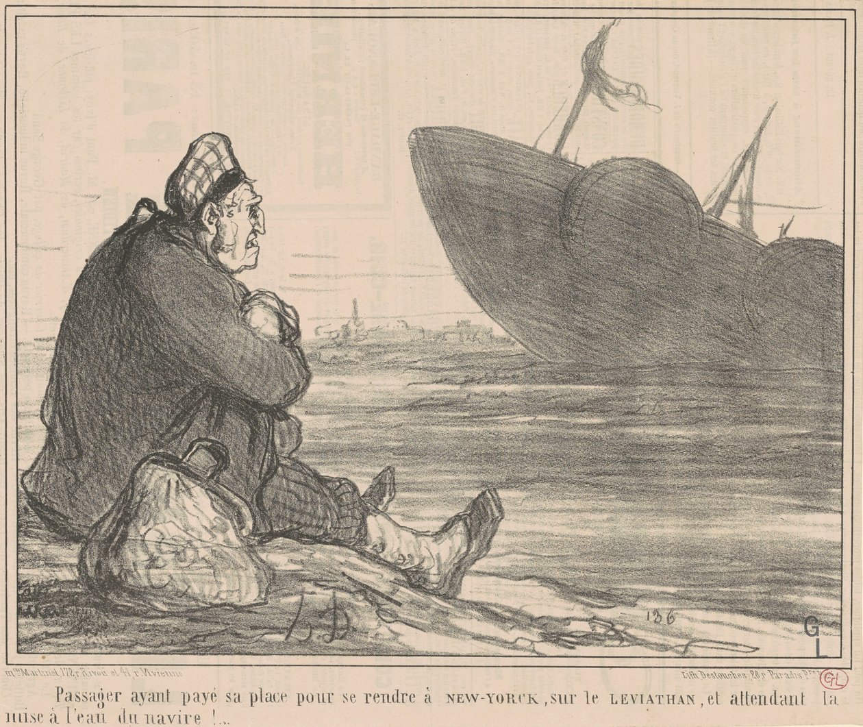 Passageiro que pagou... para ir a Nova York de Honoré Daumier