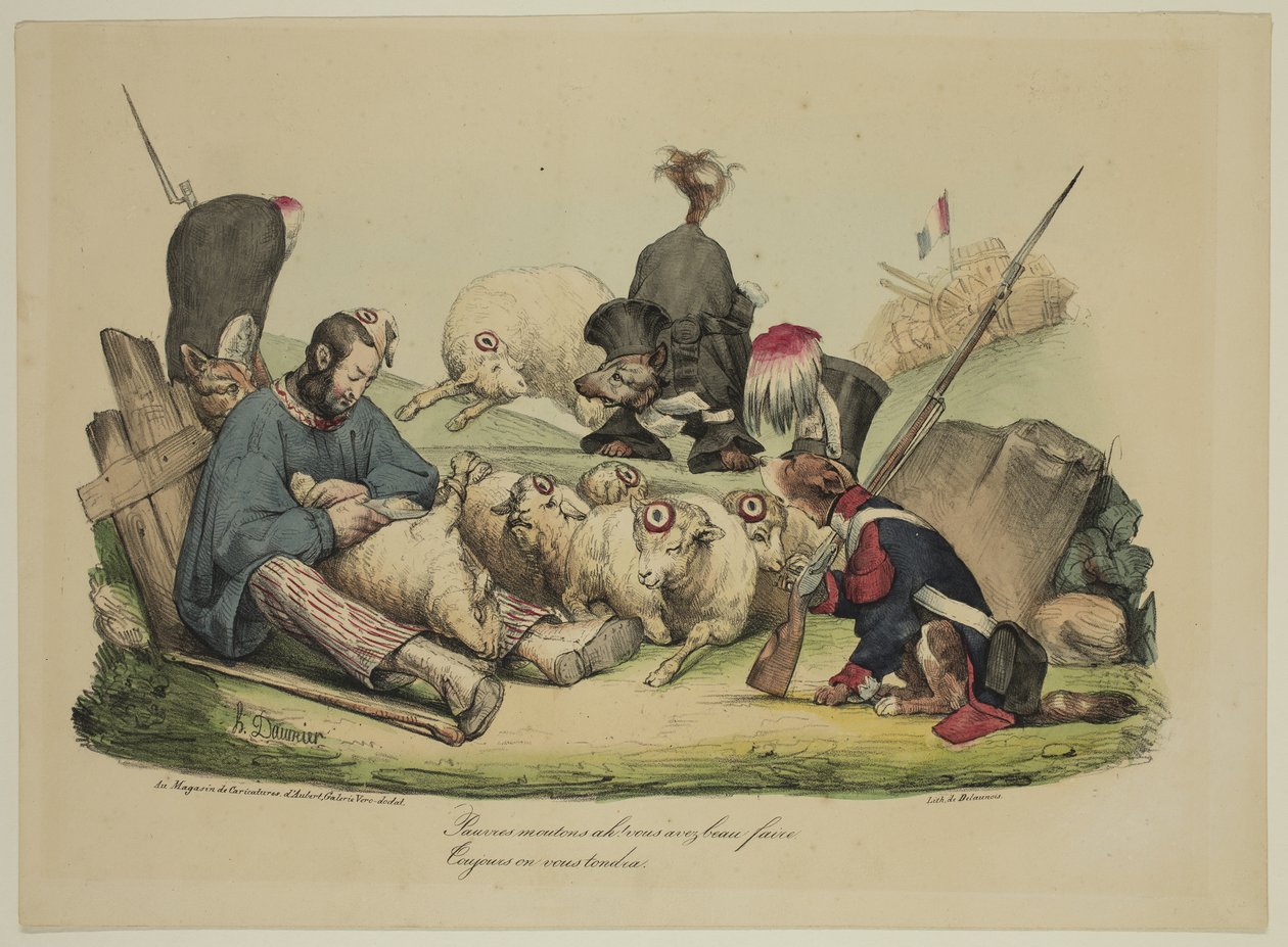 Pobre ovelha Ah, podes fazer o que quiseres...nós tosquiar-te-emos sempre. de Honoré Daumier
