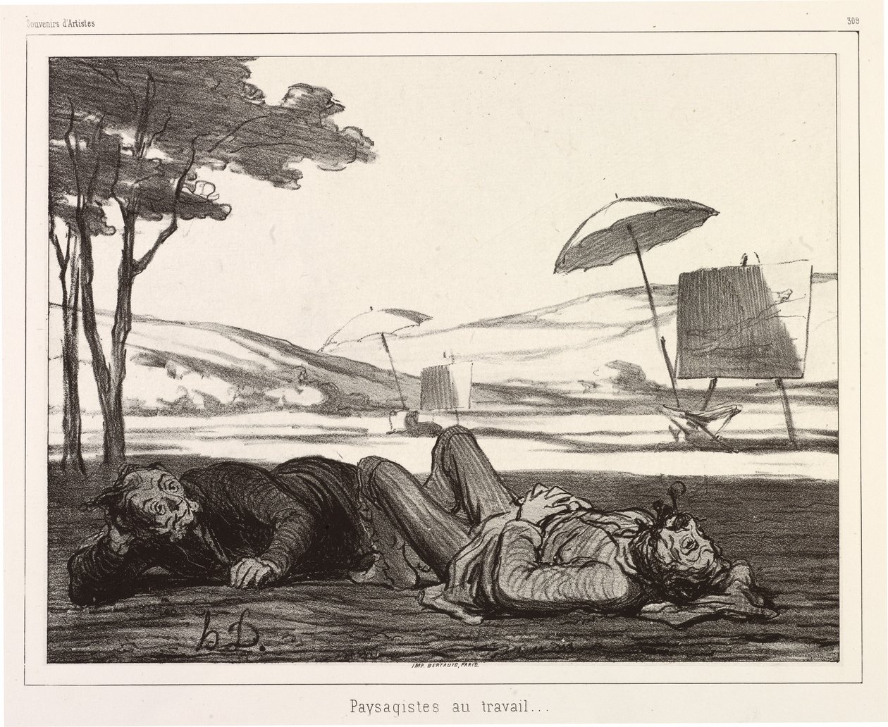 Paysagistes au travail (Artistas da paisagem no trabalho) de Honoré Daumier