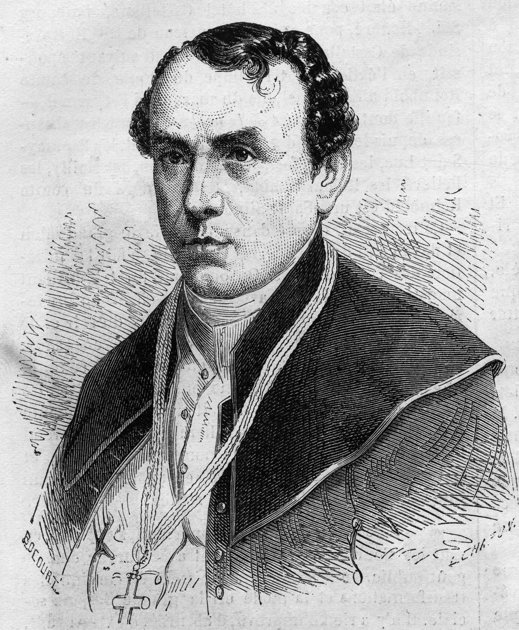 Retrato de Sigismund Felix Felinski (1822-1895), arcebispo de Varsóvia (Polónia). Gravura em "Le Monde Illustre" n°314 de 18 de Abril de 1863. de Honoré Daumier
