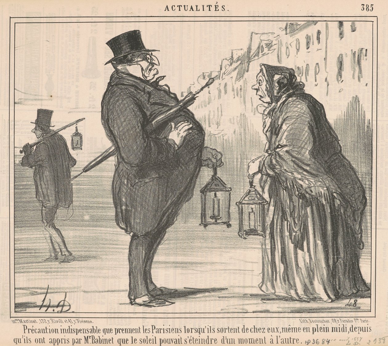 Precaução essencial que os parisienses tomam... de Honoré Daumier