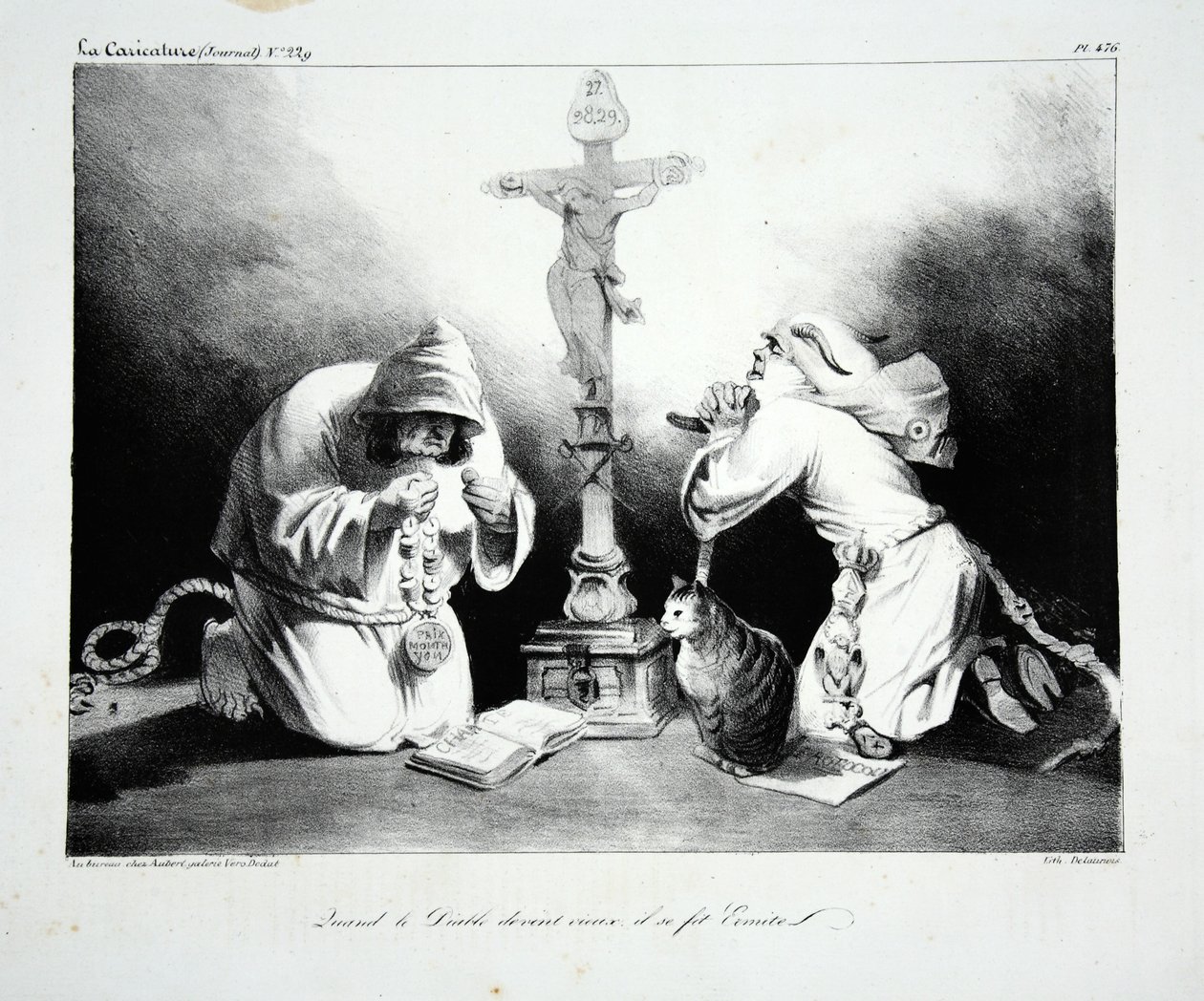 Quando o diabo ficou velho, ele se tornou um eremita, pub. 1835 de Honoré Daumier