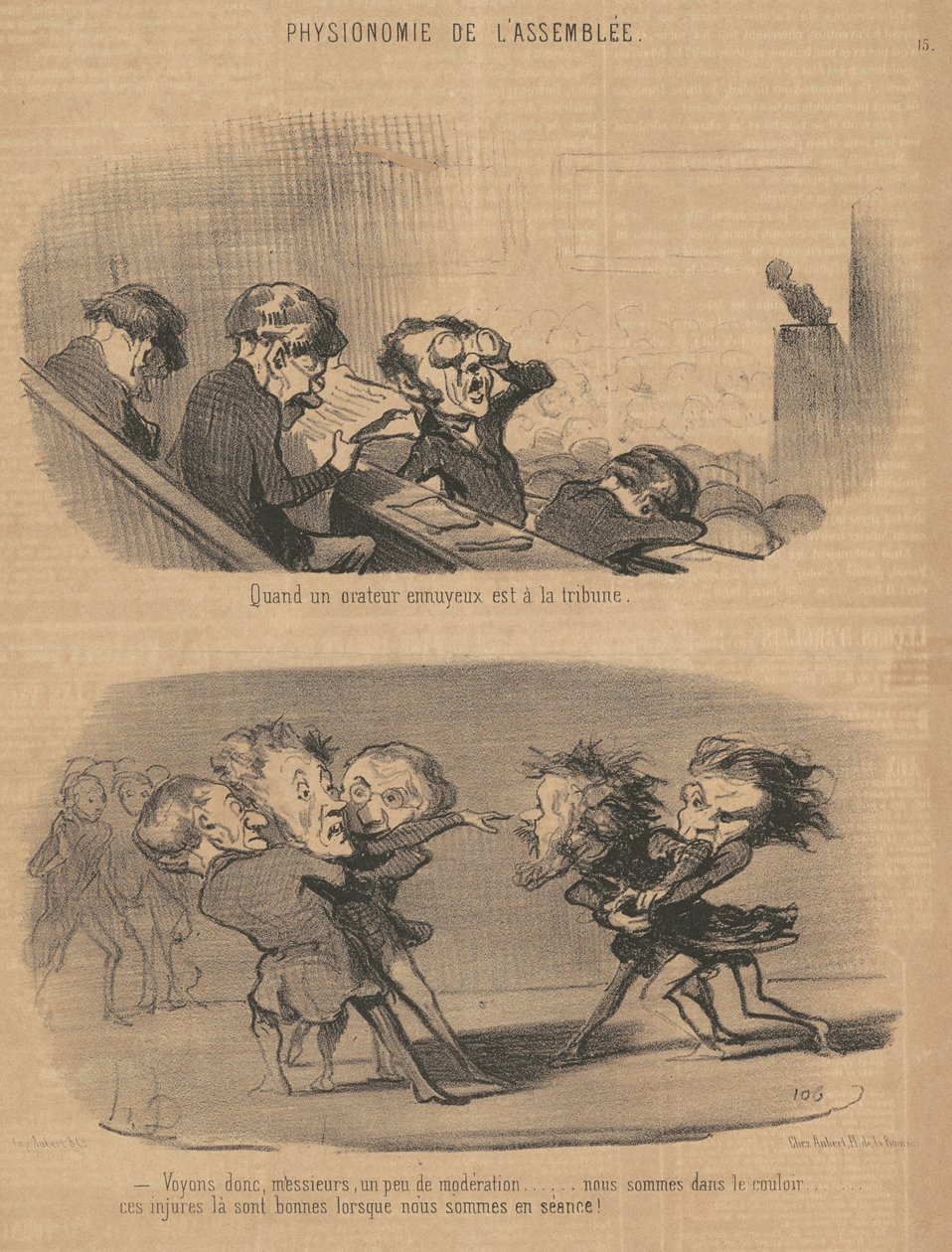 Quando um orador chato está no pódio de Honoré Daumier