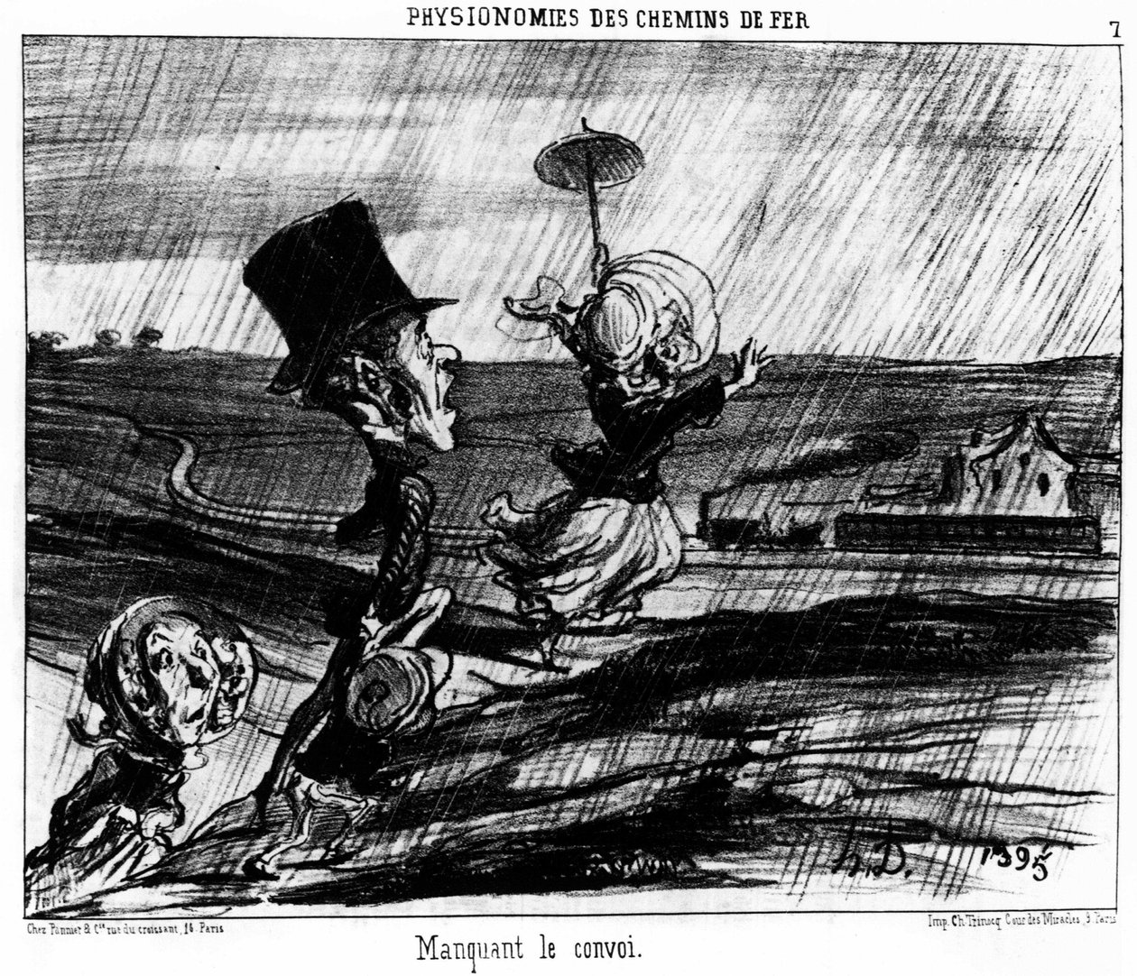 Fisionomias ferroviárias. Falta o comboio: série de desenhos animados sobre os caminhos-de-ferro de Honore Daumier (1808-1879). "Charivari". de Honoré Daumier