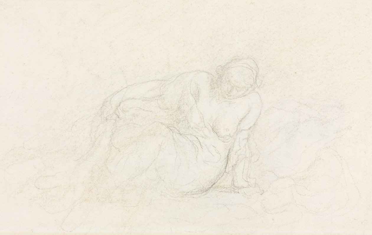 Mulher reclinada apoiada em seu braço (verso) de Honoré Daumier