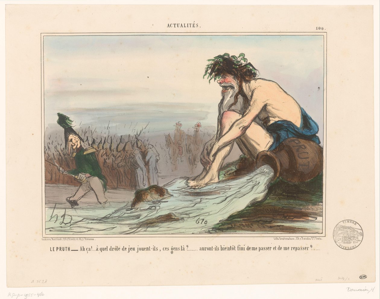 Deus do rio olha para os soldados russos
Le Pruth (título sobre o objecto)
Actualités (título da série)
Actualités (título da série sobre o objecto) de Honoré Daumier