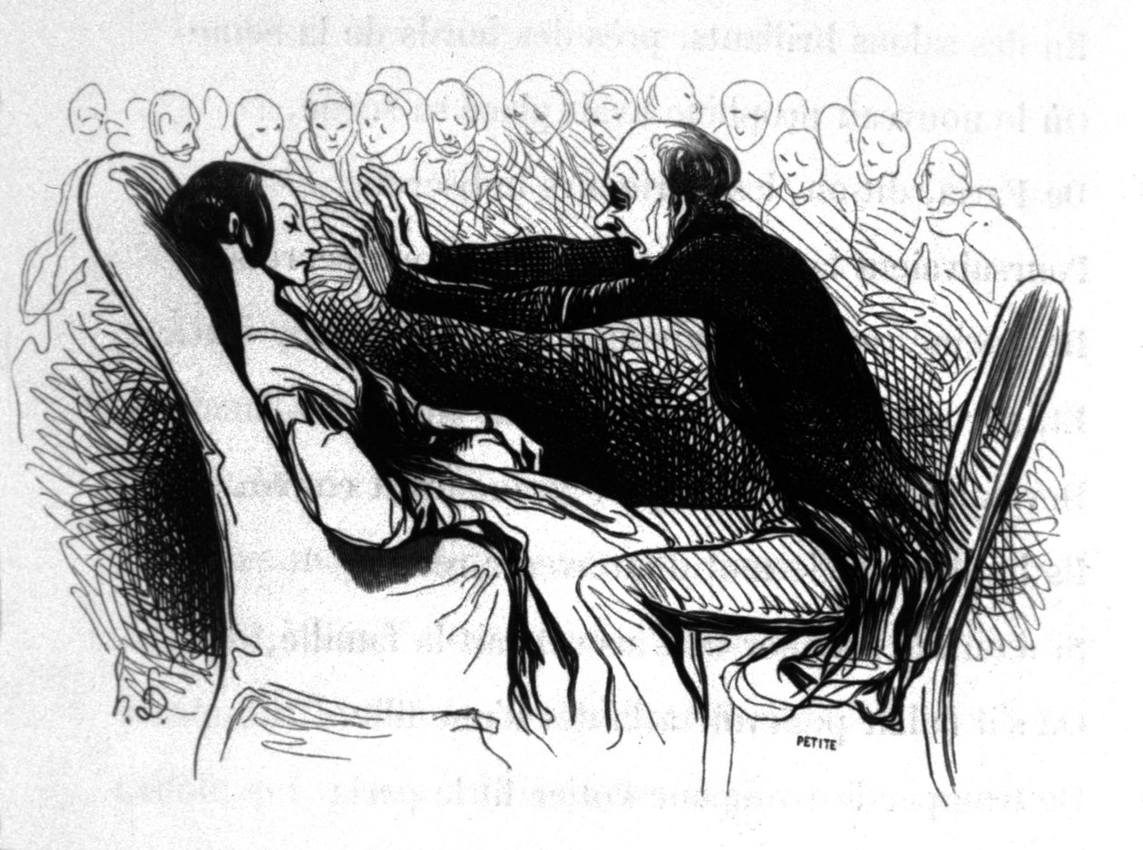 Cena de hipnotismo em Paris, c.1850 (gravura) de Honoré Daumier