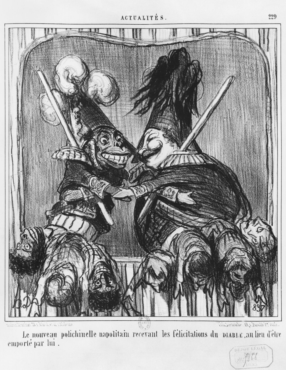 Série &39;Actualites&39;, O novo napolitano búfalo, placa 229, ilustração de &39;Le Charivari&39;, 19 de outubro de 1855 de Honoré Daumier