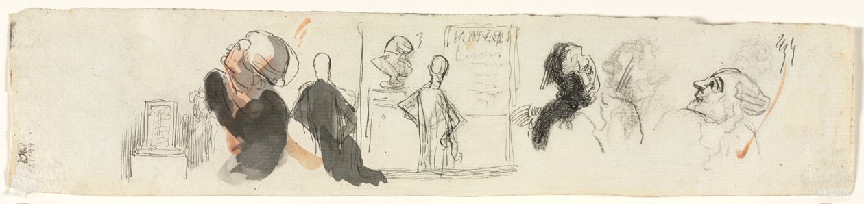 Esboços de várias figuras (verso) de Honoré Daumier