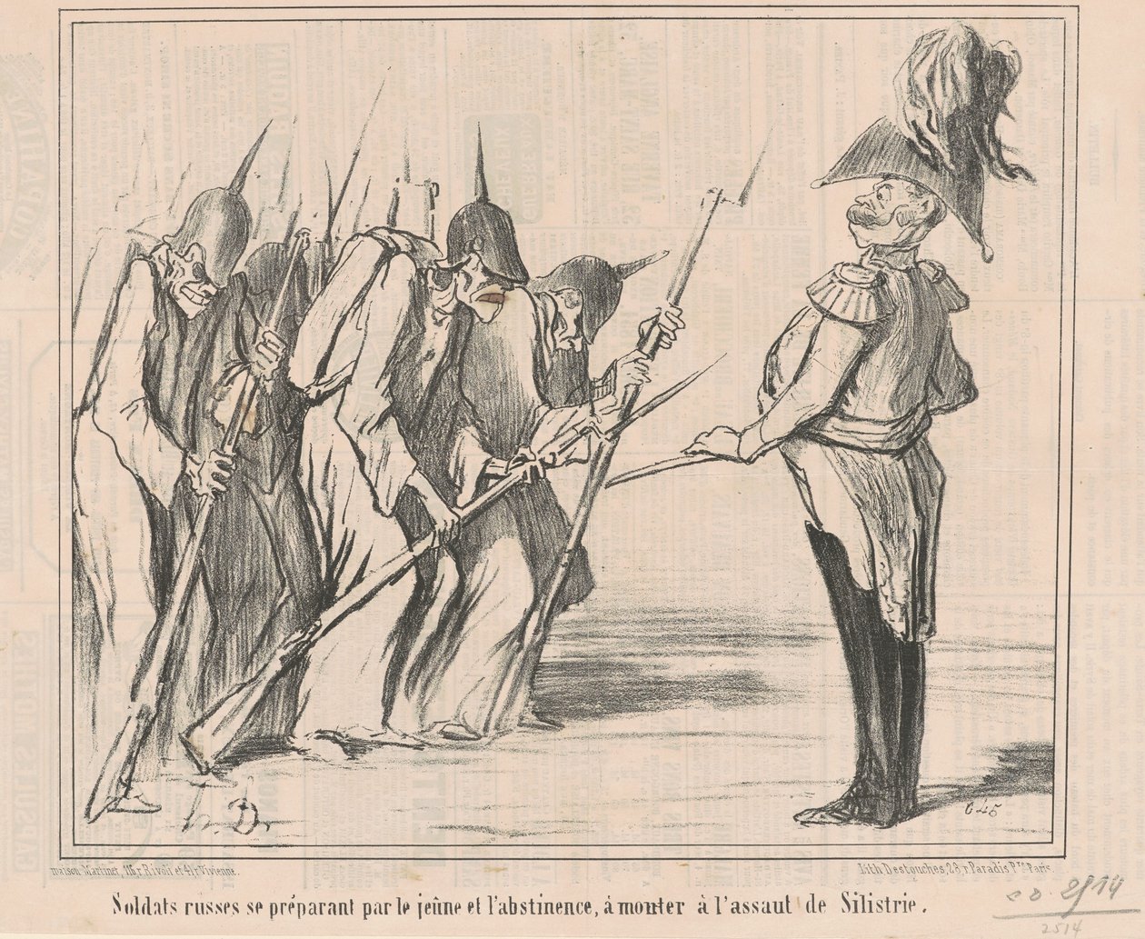 Soldats russes se preparant par le jeune ... de Honoré Daumier