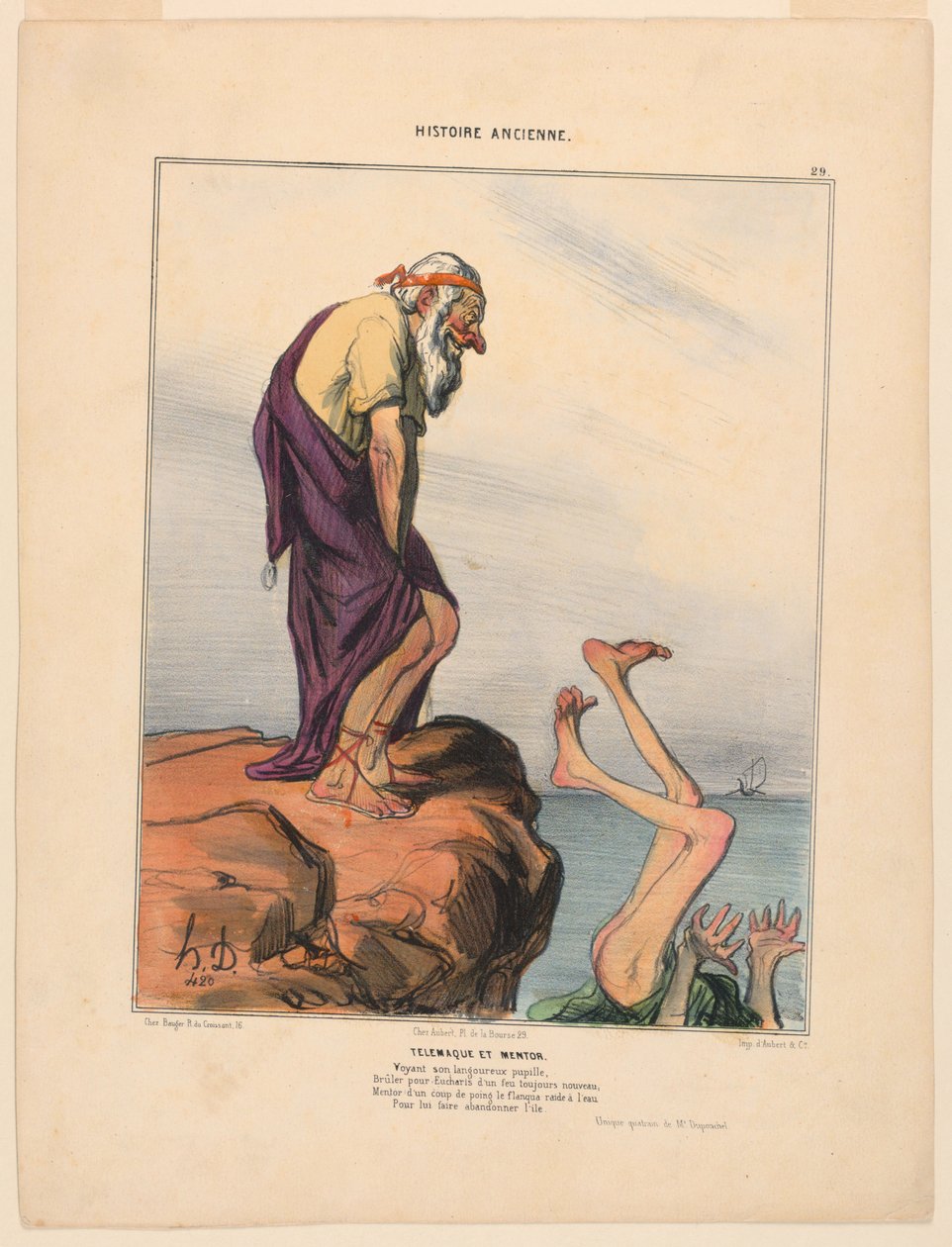 Telêmaco e Mentor, placa 29 da História Antiga de Honoré Daumier