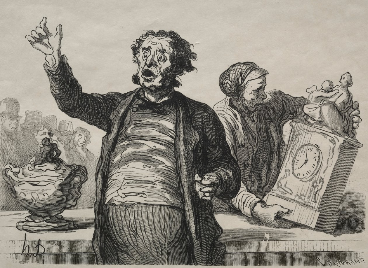 A sala de leilões: The Town Crier. de Honoré Daumier