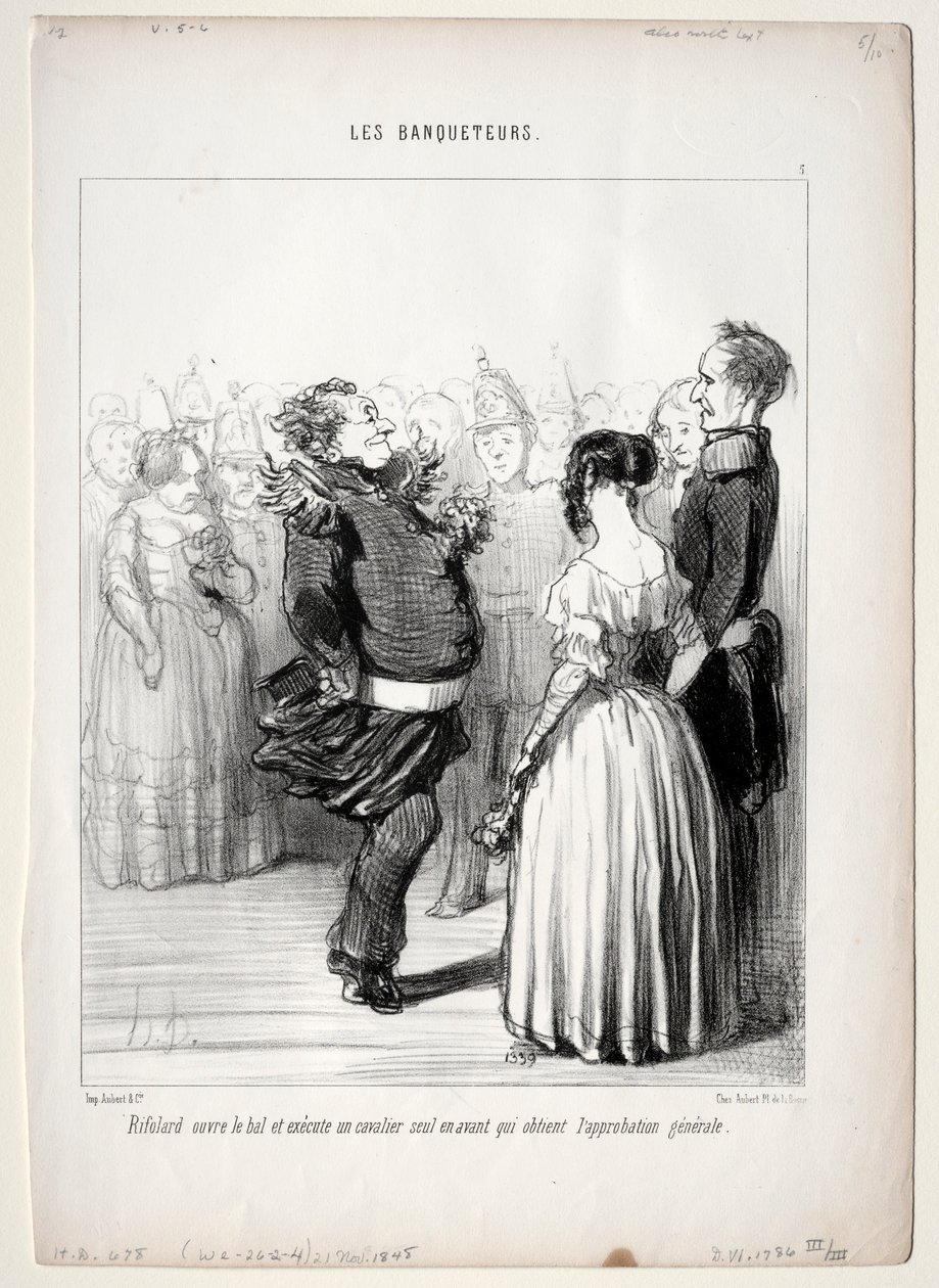 The Banqueters, placa 5: Rifolard abre a bola, 1848. de Honoré Daumier