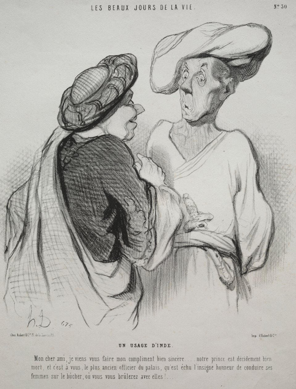 Os belos dias da vida, placa 30: um costume indiano de Honoré Daumier