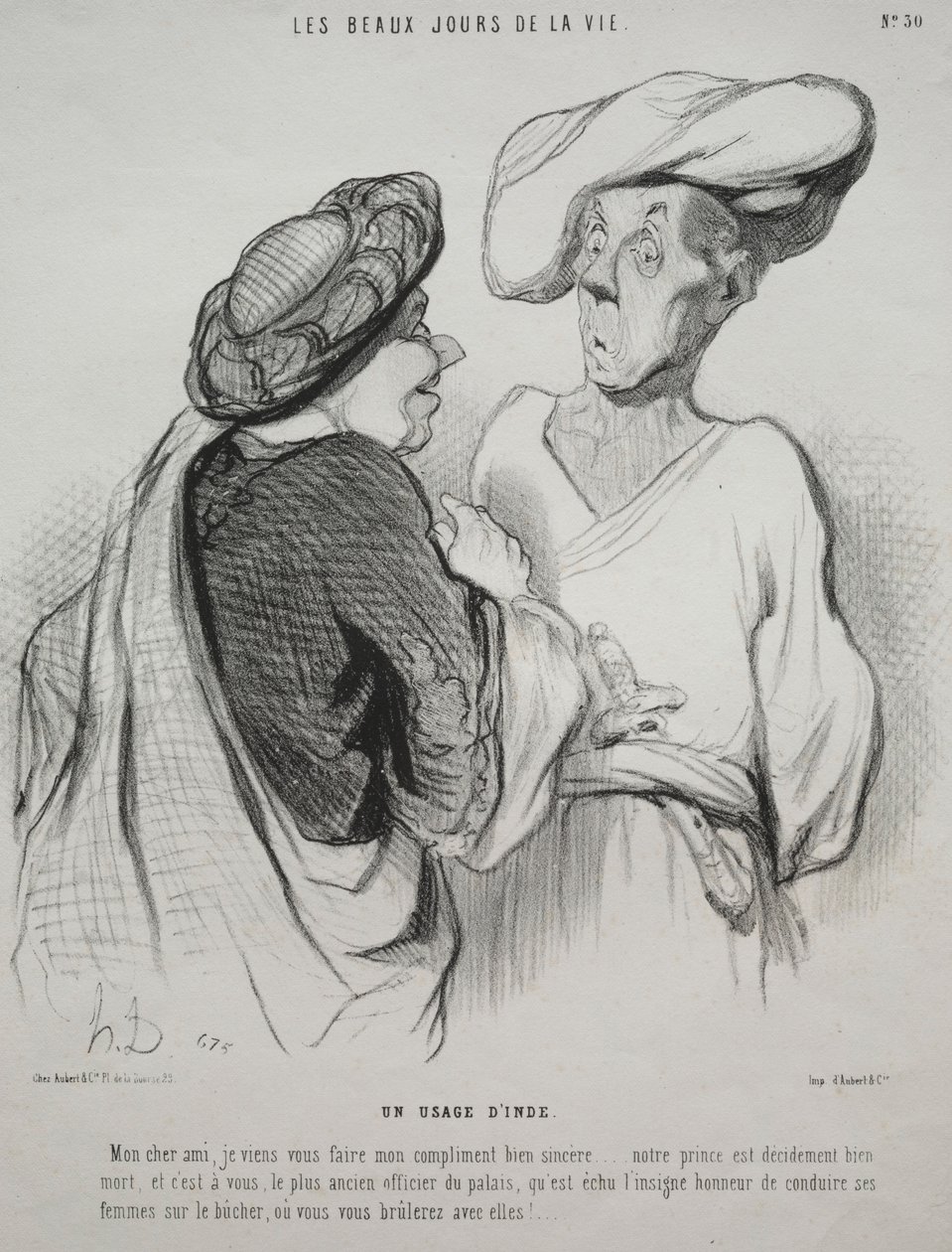 Os belos dias da vida, chapa 30: Um costume indiano, 1844. de Honoré Daumier