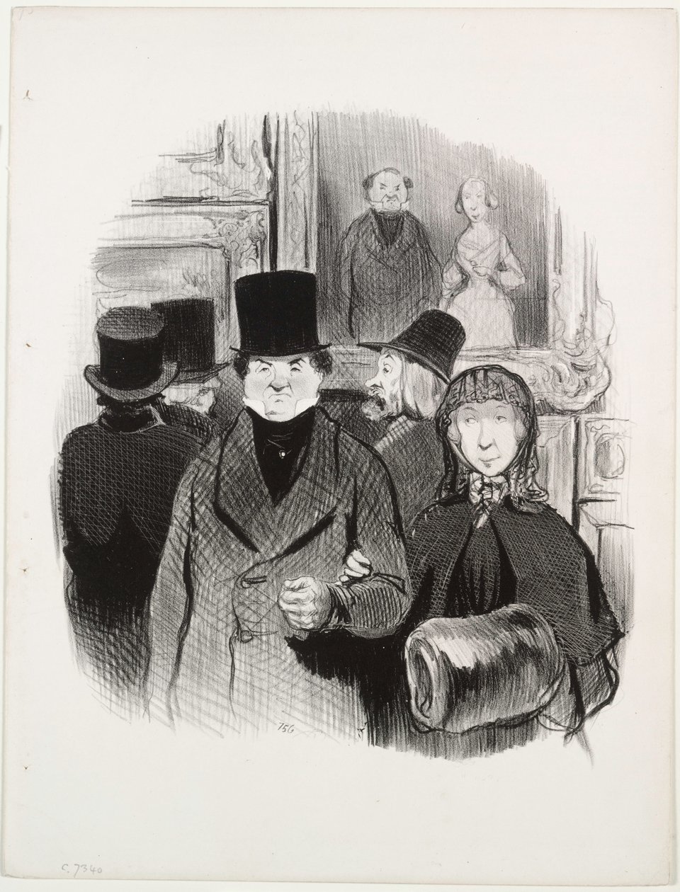 Os belos dias da vida, ilustração 59: Quando o retrato está no Salon, 1845. de Honoré Daumier