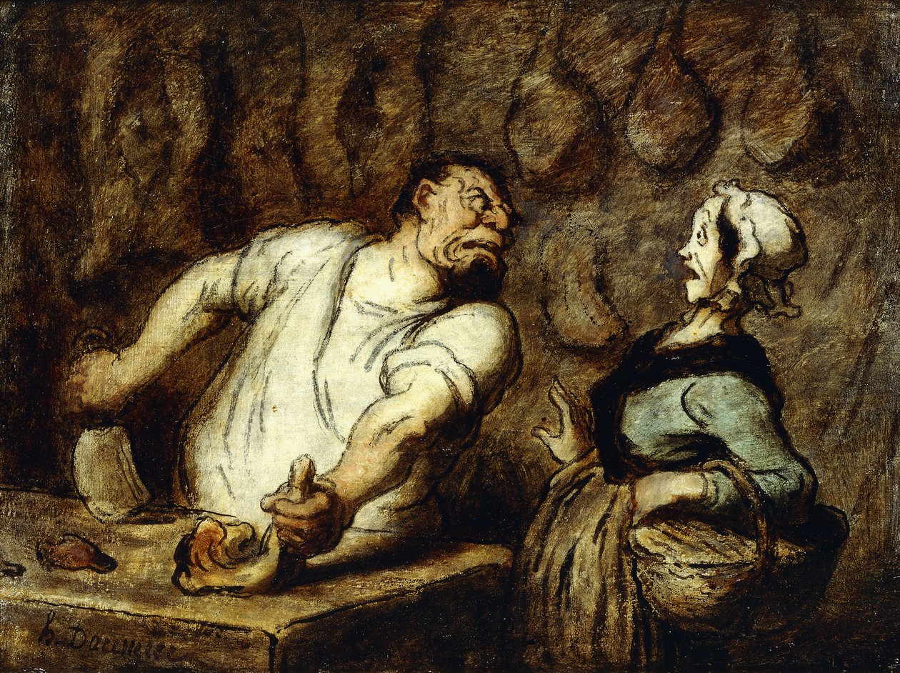O açougueiro no mercado de Montmartre, 1857-58 de Honoré Daumier
