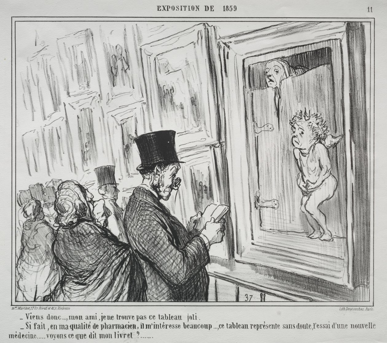 A Exposição de 1859 (placa 11): Venha cá, meu amigo, não acho esta pintura bonita de Honoré Daumier