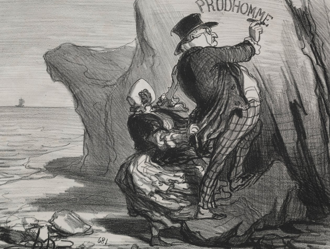 A boa placa burguesa 3: Quero deixar um monumento imperecível de nossa visita ..., 1854. de Honoré Daumier