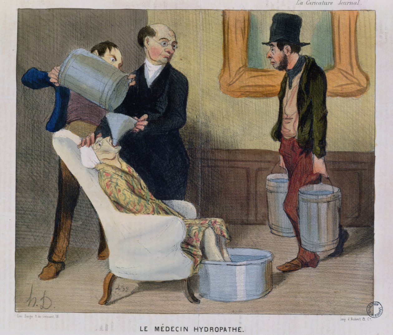 O médico hidropático, caricatura de &39;La Caricature&39; de Honoré Daumier